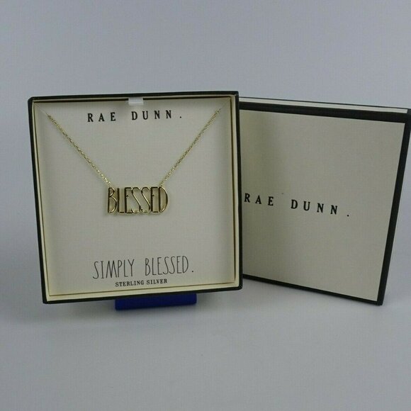 New Rae Dunn "BLESSED" Necklace 14K Gold Plated Sterling Silver - Picture 5 of 8